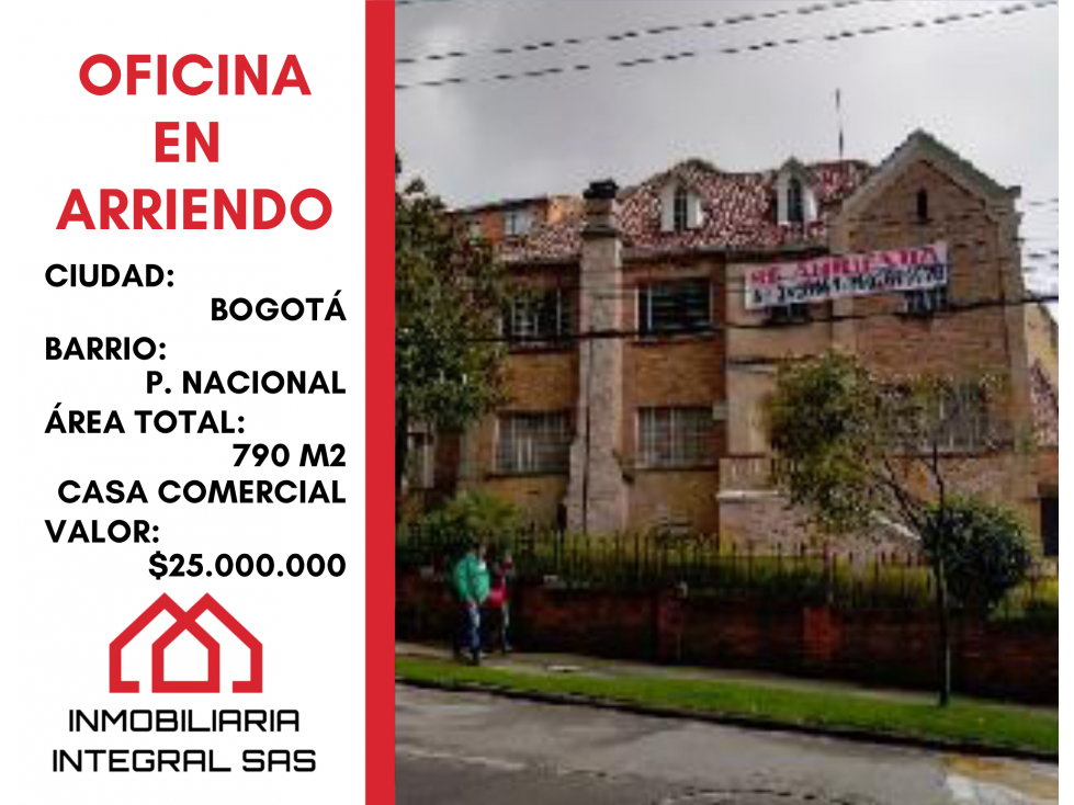 Oficina en Arriendo - Bogota - P. Nacional - 790 m2