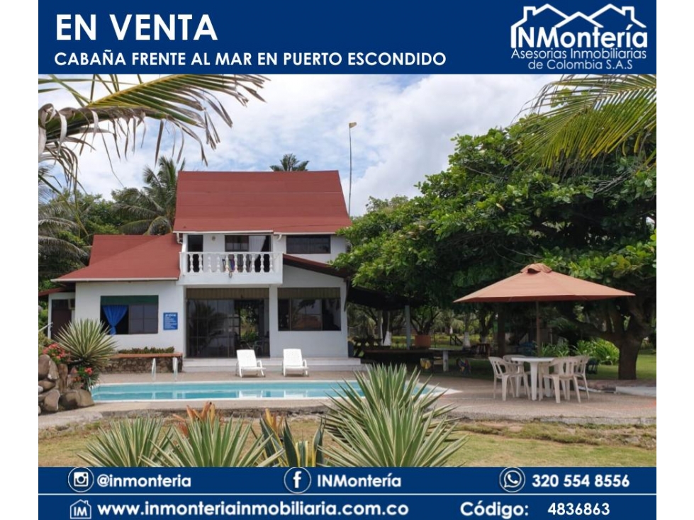 SE VENDE CABAÑA EN PUERTO ESCONDIDO CORDOBA