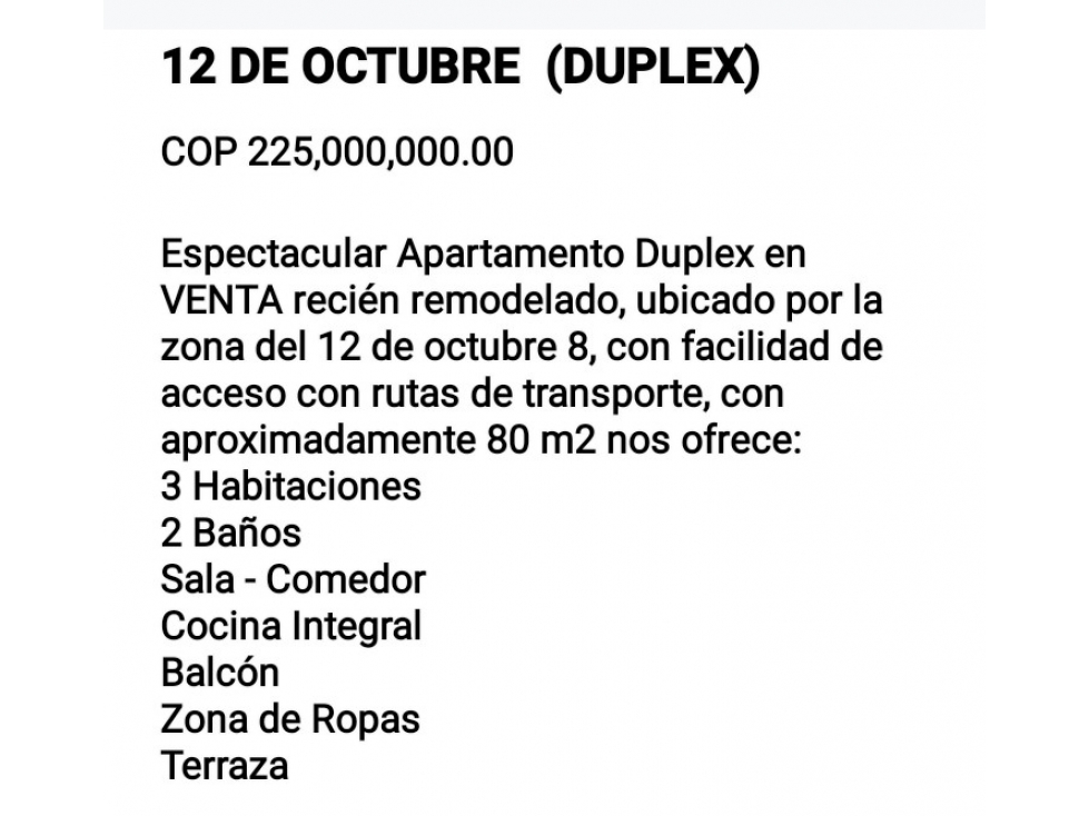 VENDO APARTAMENTO DUPLEX EN MEDELLIN, 12 DE OCTUBRE 8